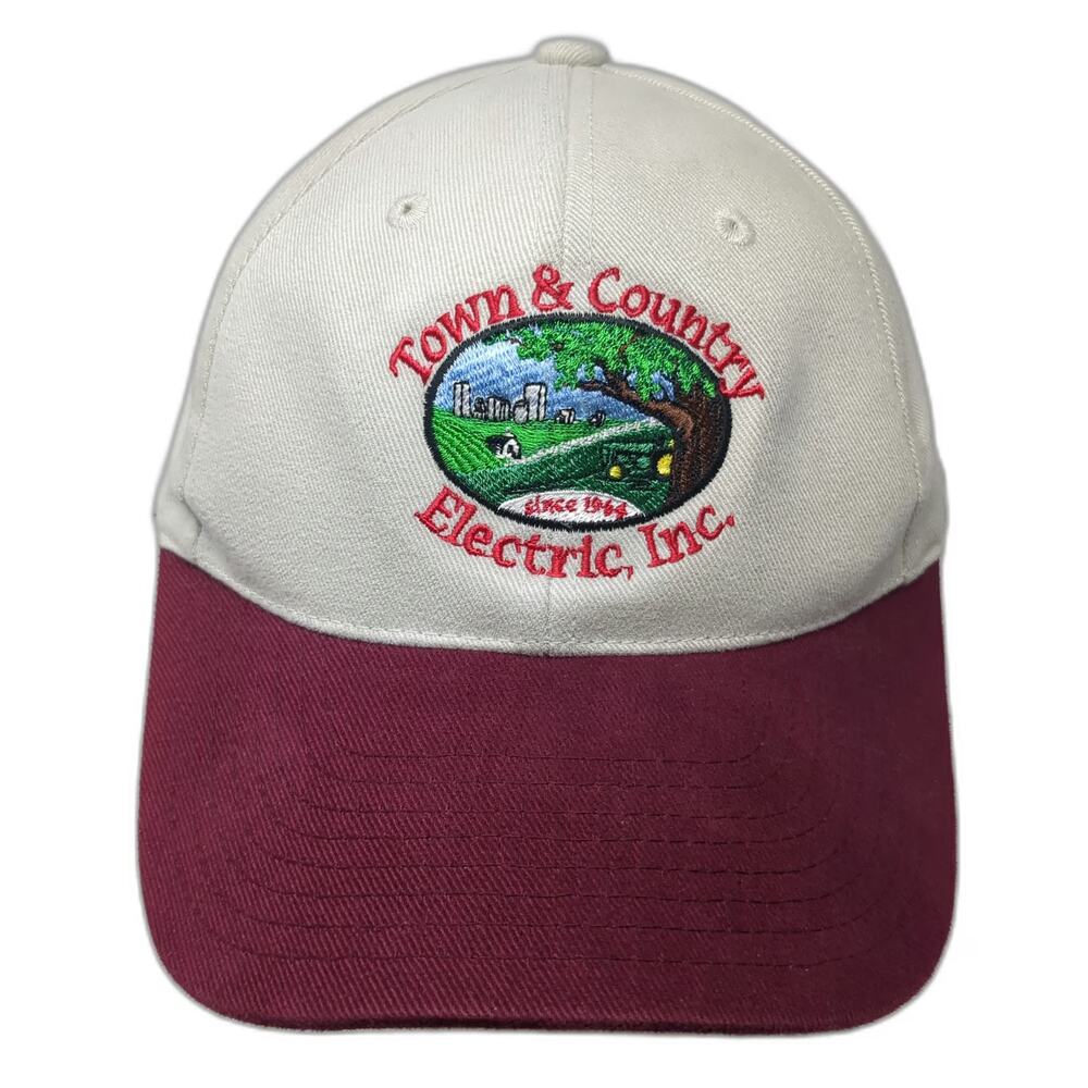 Port Authority Baseball Cap Beige Red One Size Town Country Electric Farm Hat